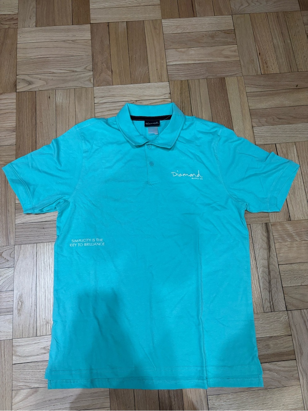 Diamond Supply Co. Men's Polo Size Medium Teal Embroidered New FAST SHIPPING